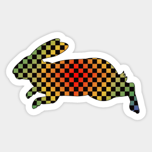 Rainbow Checkerboard Rabbit Sticker